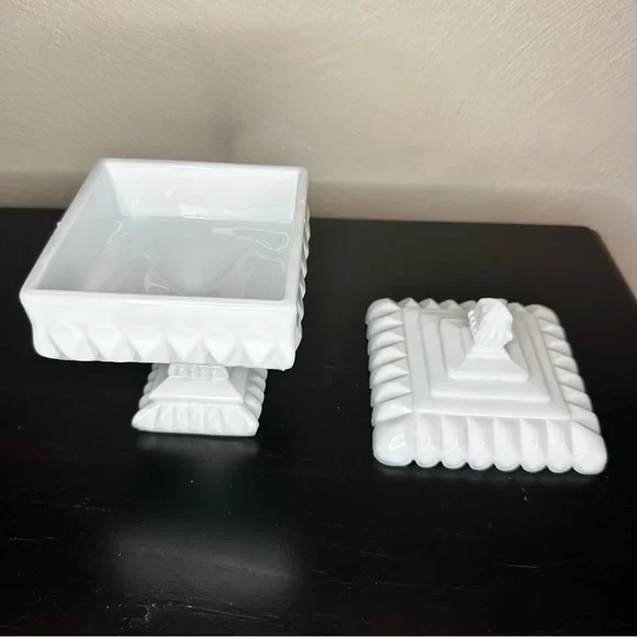 Milk Glass Candy dish - Picture 3 of 9